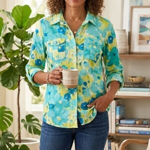 Ruby Rd. Blue and Green Patterned Shirt